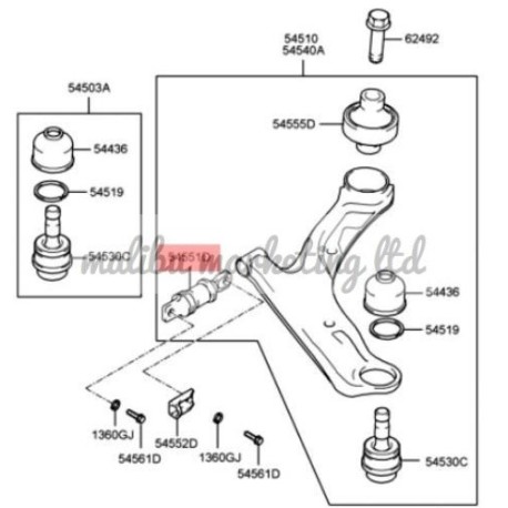 CRADLE CONTROL ARM BUSHING HYUNDAI TRAJET 99-08 SANTA FE 00-06 SMALL