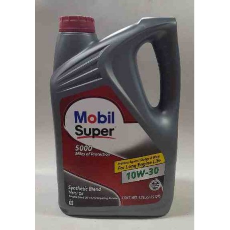 MOBIL SUPER 10W-30 SYNTHETIC BLEND ENGINE OIL 5 QT GALLON