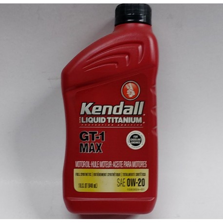 KENDALL GT-1 MAX LIQUID TITANIUM 0W20 ENGINE OIL QUARTS