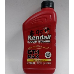 KENDALL GT-1 FULLY SYNTHETIC GTI MAX LIQUID TITANIUM 10W-30 ENGINE OIL QUART